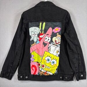 Nickelodeon SpongeBob SquarePants Denim Jacket Mens Medium Y2K 90s Graphic Back